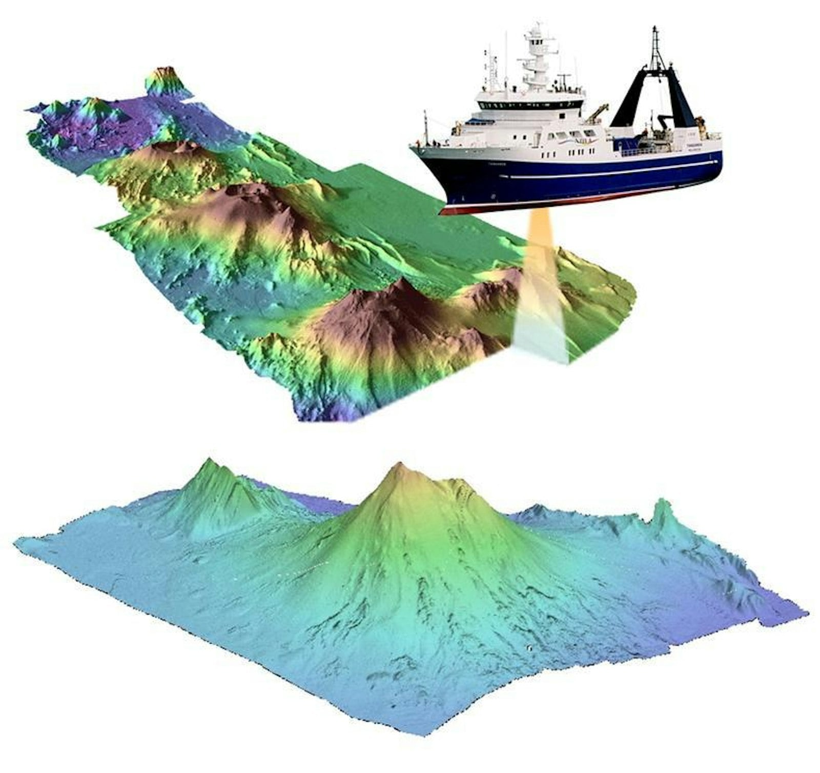 Multibeam on the RV Tangaroa scans the seafloor