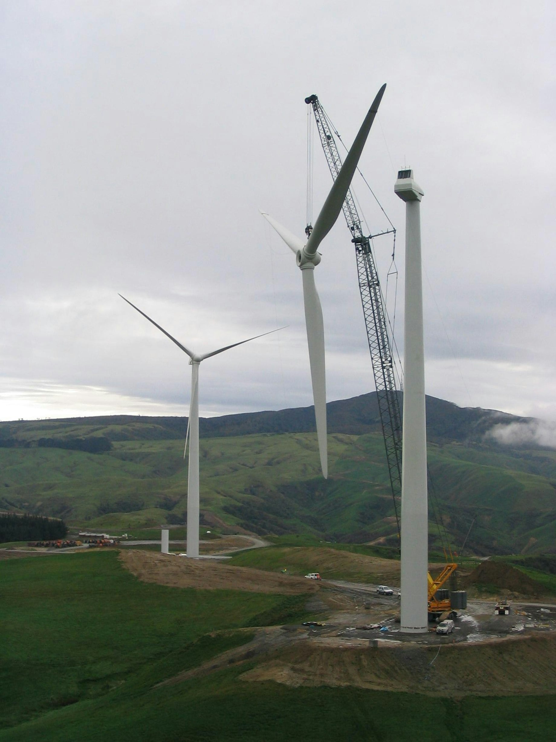 The Te Apiti Wind farm under construction, New Zealand.